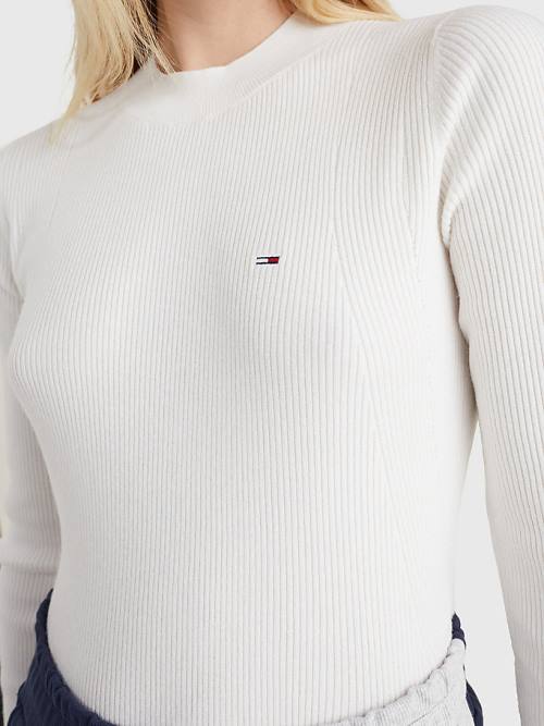 Tommy Hilfiger Essential Rib-Knit Jumper Kazak Kadın Beyaz | TH657LTI