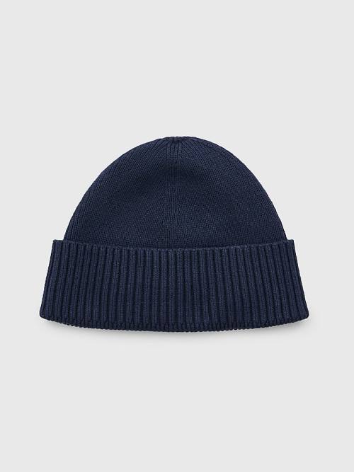 Tommy Hilfiger Essential Rib Knit Kısa Beanie Şapka Erkek Mavi | TH251TDO