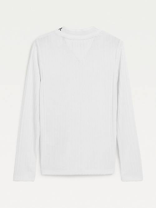 Tommy Hilfiger Essential Rib-Knit Long Sleeve Tişört Kiz Çocuk Beyaz | TH904IWX