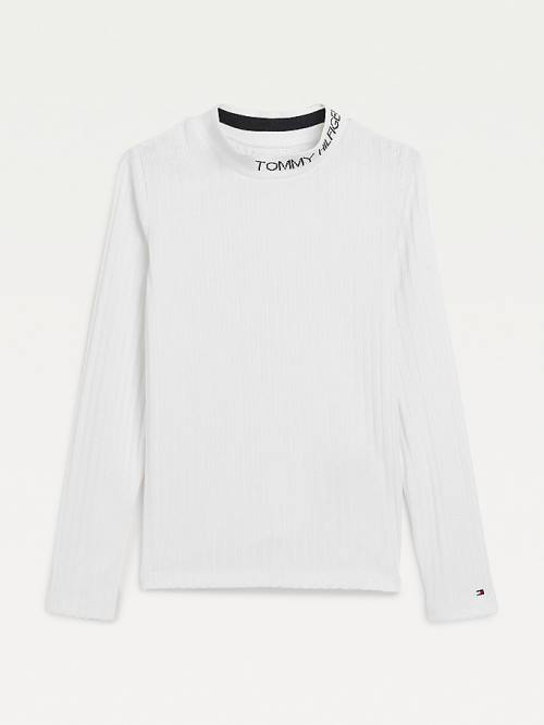 Tommy Hilfiger Essential Rib-Knit Long Sleeve Tişört Kiz Çocuk Beyaz | TH904IWX