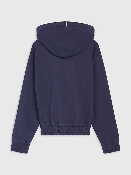 Tommy Hilfiger Essential Ruched Detailing Kapüşonlu Sweatshirt Kiz Çocuk Mavi | TH063JNQ