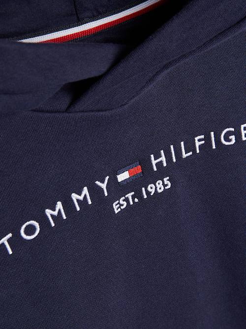 Tommy Hilfiger Essential Ruched Detailing Kapüşonlu Sweatshirt Kiz Çocuk Mavi | TH063JNQ