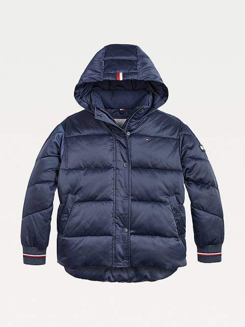 Tommy Hilfiger Essential Satin Puffer Ceket Kiz Çocuk Mavi | TH652NBY