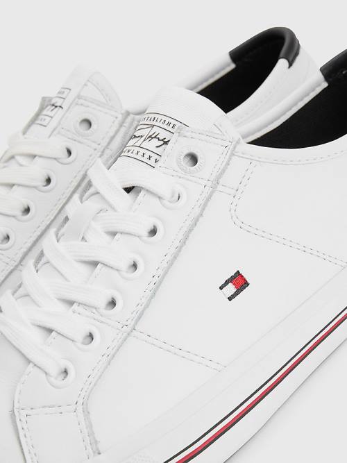 Tommy Hilfiger Essential Signature Deri Spor Ayakkabı Erkek Beyaz | TH630LAP