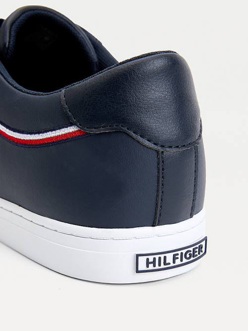 Tommy Hilfiger Essential Signature Detail Deri Spor Ayakkabı Erkek Mavi | TH903UHB