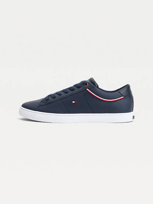 Tommy Hilfiger Essential Signature Detail Deri Spor Ayakkabı Erkek Mavi | TH903UHB