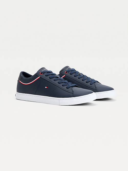 Tommy Hilfiger Essential Signature Detail Deri Spor Ayakkabı Erkek Mavi | TH903UHB