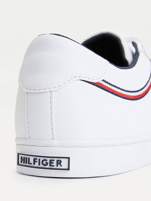 Tommy Hilfiger Essential Signature Detail Deri Spor Ayakkabı Erkek Beyaz | TH907KCJ