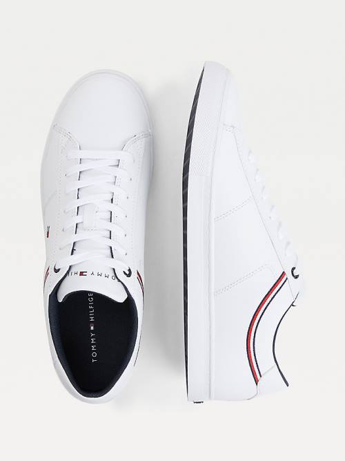 Tommy Hilfiger Essential Signature Detail Deri Spor Ayakkabı Erkek Beyaz | TH907KCJ