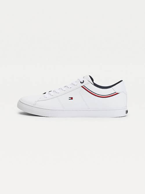 Tommy Hilfiger Essential Signature Detail Deri Spor Ayakkabı Erkek Beyaz | TH907KCJ