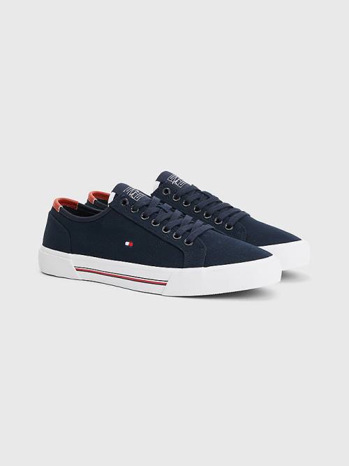 Tommy Hilfiger Essential Signature Kanvas Spor Ayakkabı Erkek Mavi | TH769JYU