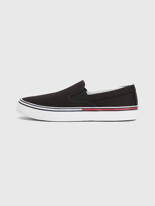 Tommy Hilfiger Essential Signature Slip-On Spor Ayakkabı Erkek Siyah | TH915PAB