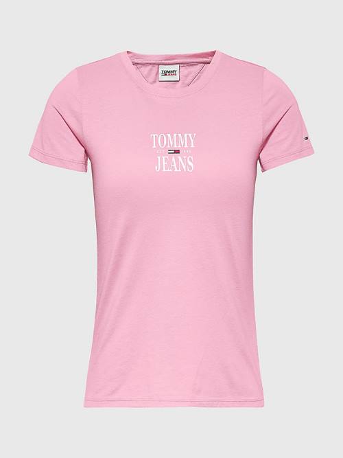 Tommy Hilfiger Essential Skinny Fit Logo Tişört Kadın Pembe | TH823QAU