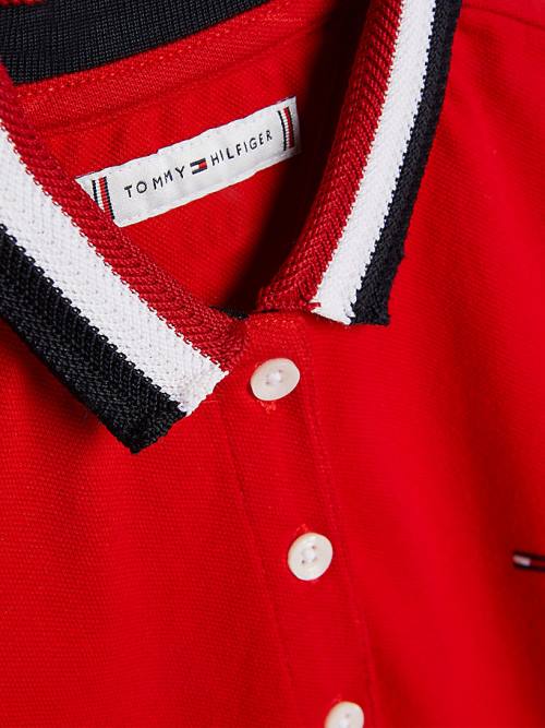 Tommy Hilfiger Essential Stripe Collar Polo Elbise Kiz Çocuk Kırmızı | TH148PXZ