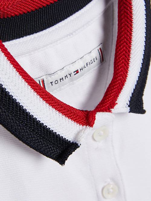 Tommy Hilfiger Essential Stripe Collar Polo Elbise Kiz Çocuk Beyaz | TH190KHU