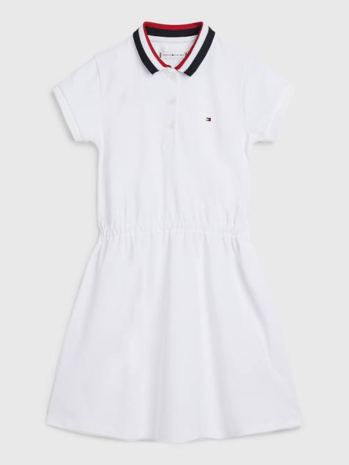 Tommy Hilfiger Essential Stripe Collar Polo Elbise Kiz Çocuk Beyaz | TH190KHU