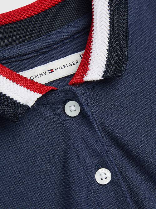 Tommy Hilfiger Essential Stripe Collar Polo Elbise Kiz Çocuk Mavi | TH614PNX