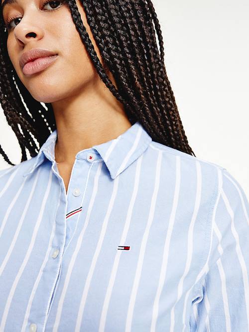 Tommy Hilfiger Essential Stripe Slim Fit Gömlek Kadın Beyaz | TH697XVW