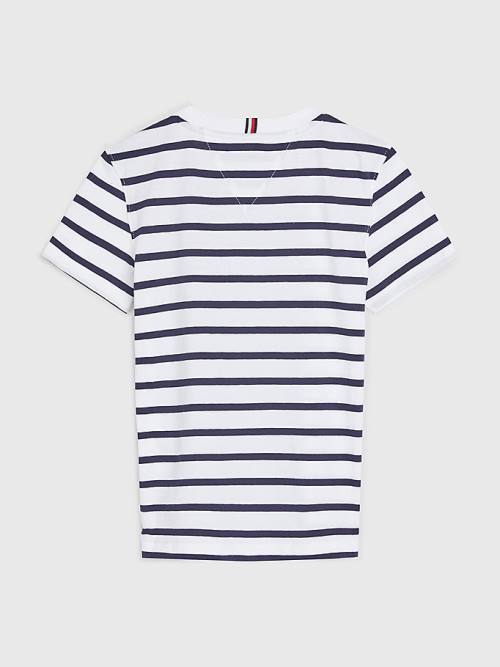 Tommy Hilfiger Essential Stripe Tişört Erkek Çocuk Beyaz | TH319JHF