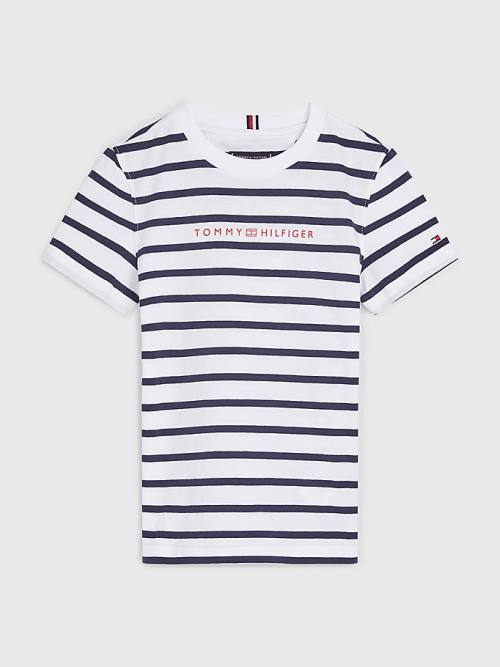 Tommy Hilfiger Essential Stripe Tişört Erkek Çocuk Beyaz | TH319JHF