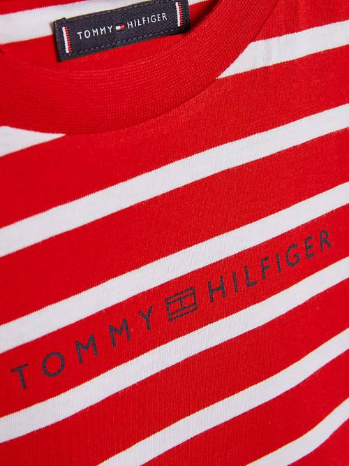 Tommy Hilfiger Essential Stripe Tişört Erkek Çocuk Kırmızı | TH561ZWS