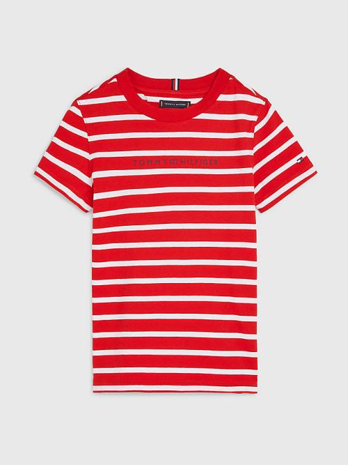 Tommy Hilfiger Essential Stripe Tişört Erkek Çocuk Kırmızı | TH561ZWS