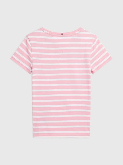 Tommy Hilfiger Essential Stripe Tişört Kiz Çocuk Pembe | TH814ZJI