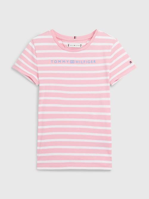 Tommy Hilfiger Essential Stripe Tişört Kiz Çocuk Pembe | TH814ZJI