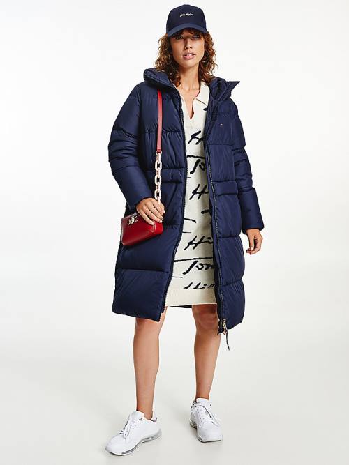 Tommy Hilfiger Essential TH Protect Padded Maxi Coat Ceket Kadın Mavi | TH125UWL