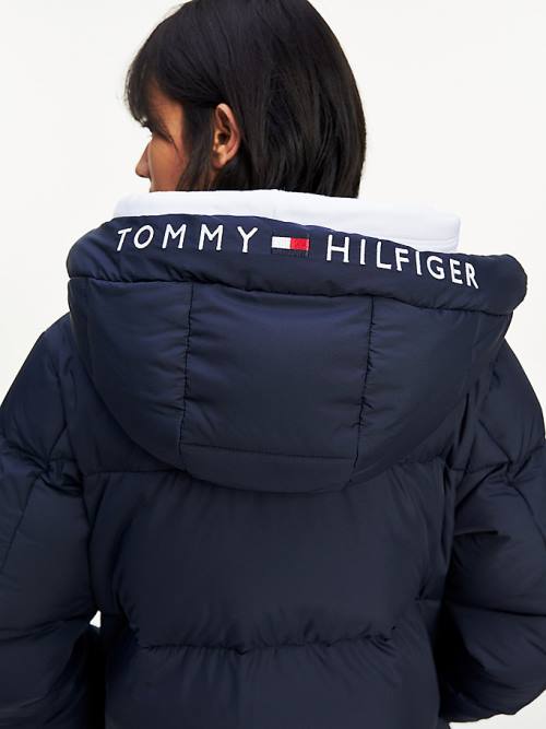 Tommy Hilfiger Essential TH Protect Padded Logo Coat Ceket Kadın Mavi | TH537FTW