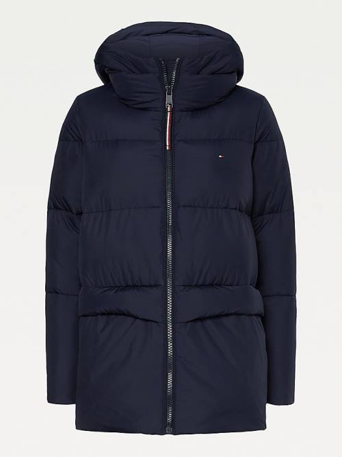 Tommy Hilfiger Essential TH Protect Padded Logo Coat Ceket Kadın Mavi | TH537FTW