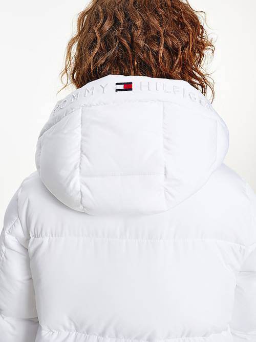 Tommy Hilfiger Essential TH Protect Padded Logo Coat Ceket Kadın Beyaz | TH824KXZ