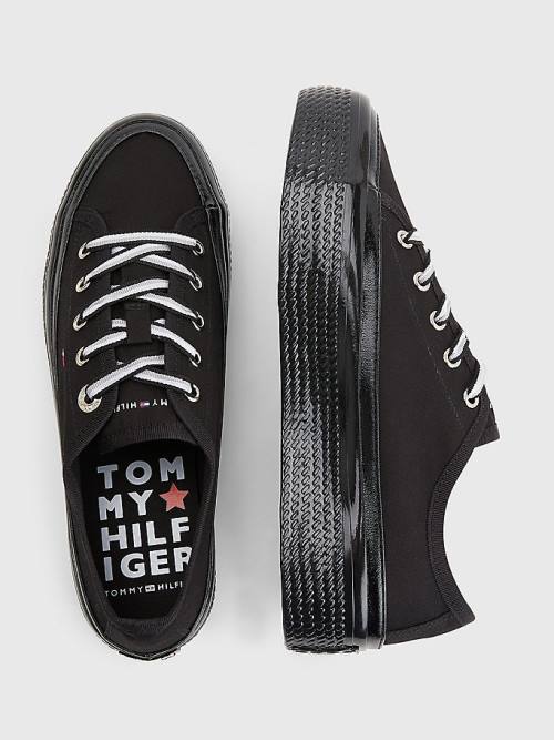 Tommy Hilfiger Essential Vulcanised Flatform Spor Ayakkabı Kadın Siyah | TH269KDQ