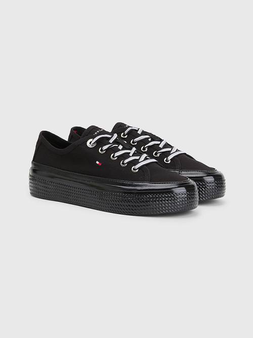 Tommy Hilfiger Essential Vulcanised Flatform Spor Ayakkabı Kadın Siyah | TH269KDQ