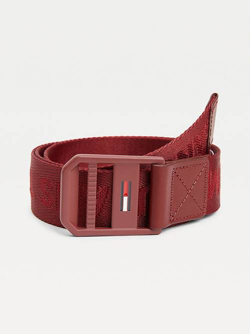 Tommy Hilfiger Essential Webbing Logo Kemer Erkek Kırmızı | TH765YKN