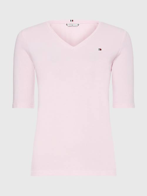 Tommy Hilfiger Essentials Slim Fit Half Sleeve Tişört Kadın Pembe | TH831BDX