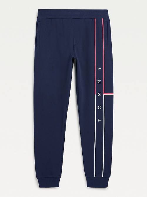 Tommy Hilfiger Exclusive Flag Logo Cuffed Joggers Pantolon Erkek Mavi | TH841URE