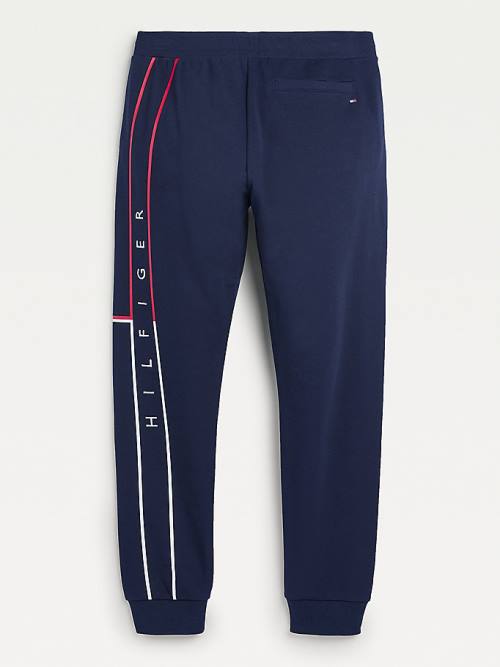 Tommy Hilfiger Exclusive Flag Logo Cuffed Joggers Pantolon Erkek Mavi | TH841URE