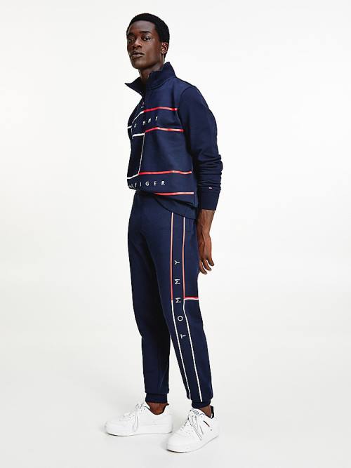 Tommy Hilfiger Exclusive Flag Logo Cuffed Joggers Pantolon Erkek Mavi | TH841URE