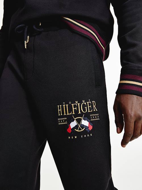 Tommy Hilfiger Exclusive Flag Logo Joggers Pantolon Erkek Siyah | TH307RGL