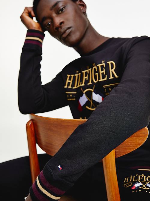 Tommy Hilfiger Exclusive Flag Logo Sweatshirt Erkek Siyah | TH376MSW