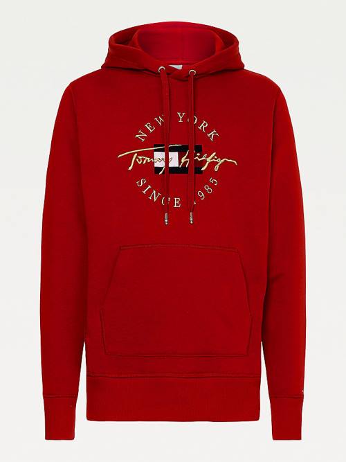 Tommy Hilfiger Exclusive Icons Kapüşonlu Sweatshirt Erkek Kırmızı | TH982IQS