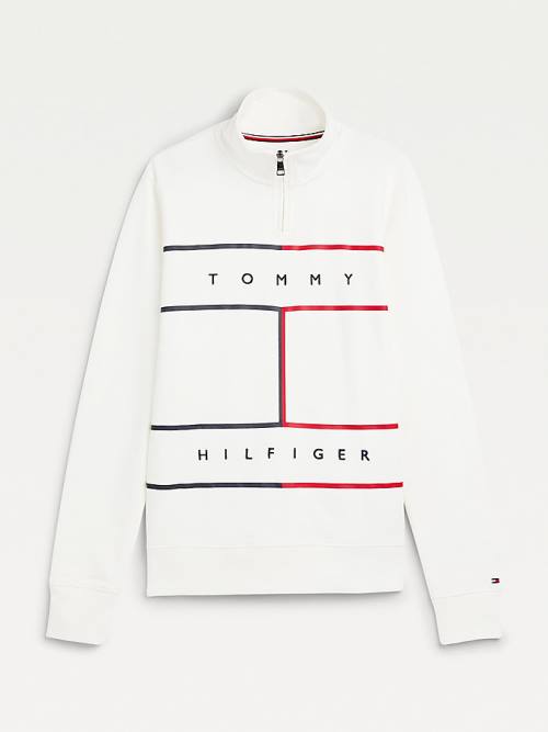 Tommy Hilfiger Exclusive Mock Turtleneck Sweatshirt Erkek Beyaz | TH158XYE