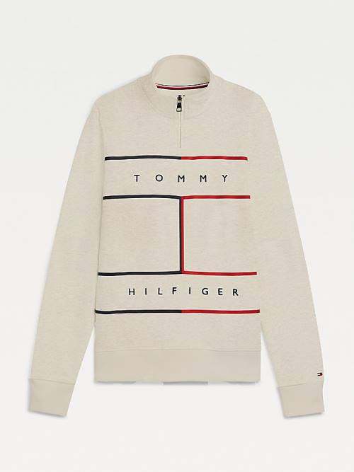 Tommy Hilfiger Exclusive Mock Turtleneck Sweatshirt Erkek Bej Rengi | TH205AIL