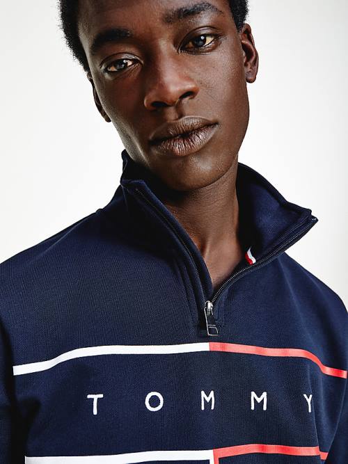 Tommy Hilfiger Exclusive Mock Turtleneck Sweatshirt Erkek Mavi | TH278NBH