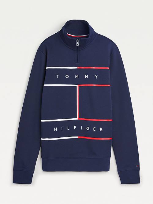 Tommy Hilfiger Exclusive Mock Turtleneck Sweatshirt Erkek Mavi | TH278NBH