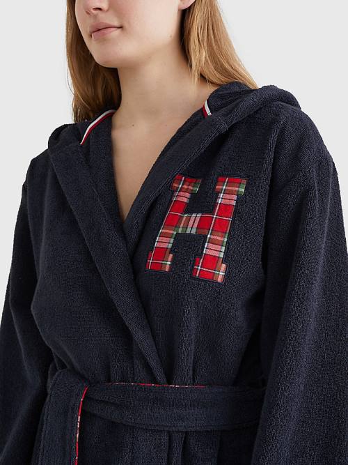 Tommy Hilfiger Exclusive Organic Pamuklu Towelling Bathrobe Pijama Kadın Mavi | TH538LRF