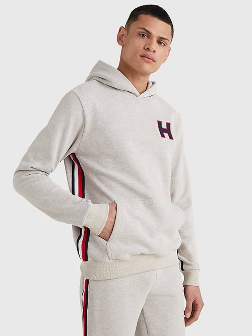 Tommy Hilfiger Exclusive Signature Detail Monogram Kapüşonlu Sweatshirt Erkek Bej Rengi | TH209DBI