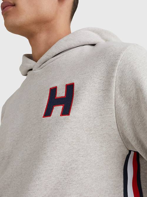 Tommy Hilfiger Exclusive Signature Detail Monogram Kapüşonlu Sweatshirt Erkek Bej Rengi | TH209DBI