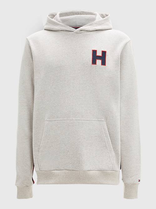 Tommy Hilfiger Exclusive Signature Detail Monogram Kapüşonlu Sweatshirt Erkek Bej Rengi | TH209DBI